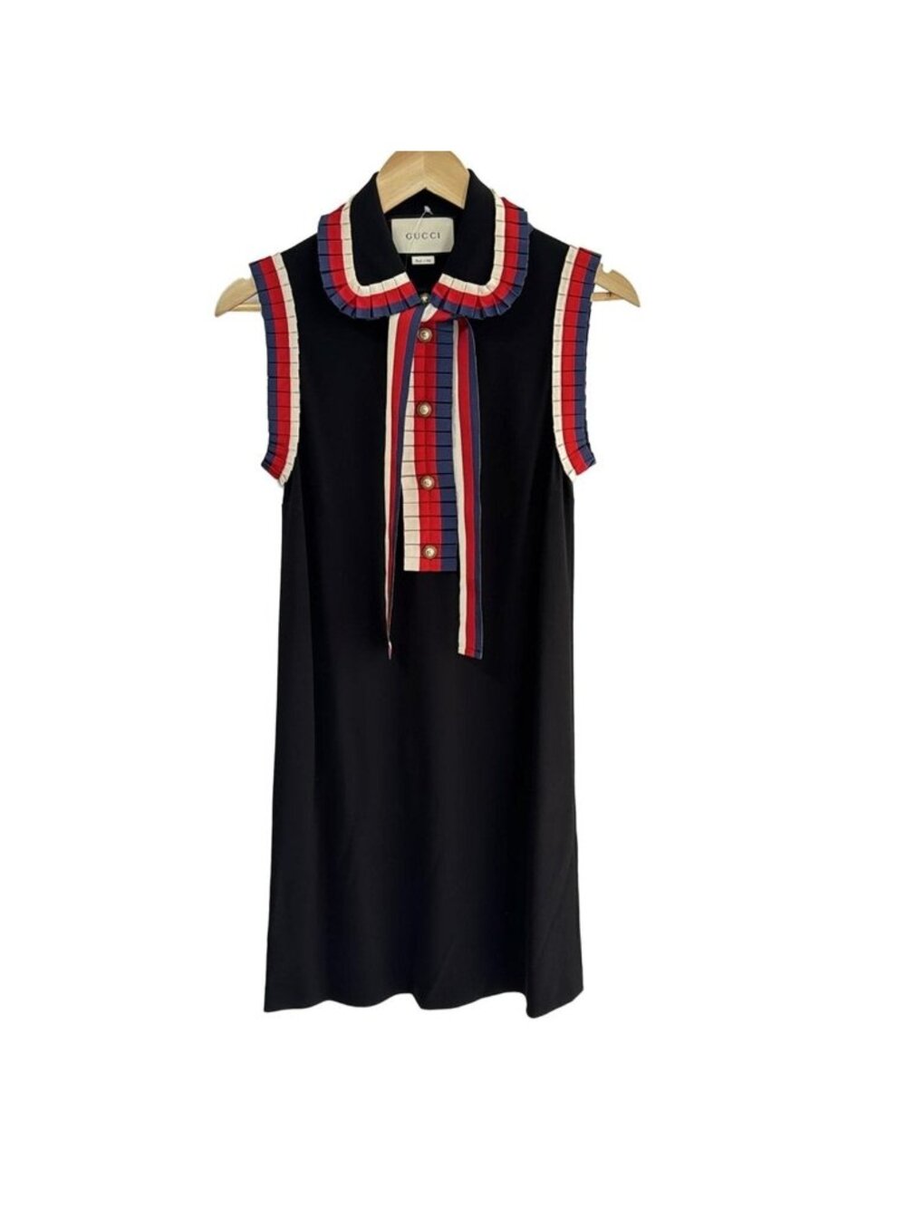 Gucci Dress Black Red Multi Sleeveless Knee-Length Interlocking M